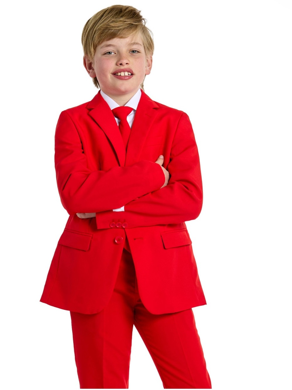 OppoSuits boys Solid Red 3-Piece suit set